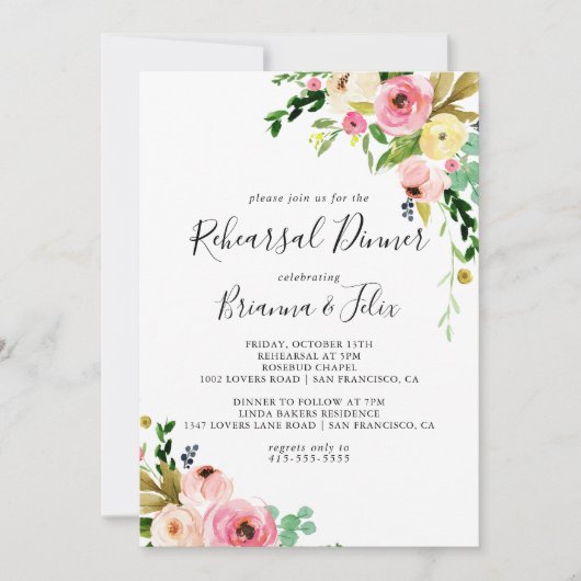 Tropisch kleurrijk herfst Floral repesal Dinner Kaart (Voorkant)