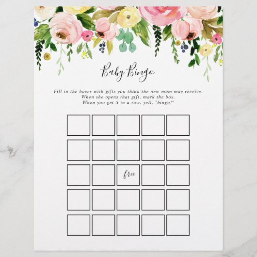 Tropisch kleurrijk najaar Baby Bingo Shower Game (Voorkant)