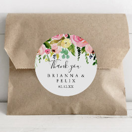 Tropisch kleurrijk najaar Dank je voor je huwelijk Ronde Sticker