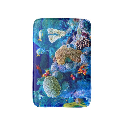 Tropisch kleurrijk onderzeese koraalrif badmat (Voorkant Verticaal)