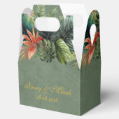 Tropisch kleurrijk palm laat gouden bruiloft op ma bedankdoosjes (Geopend)