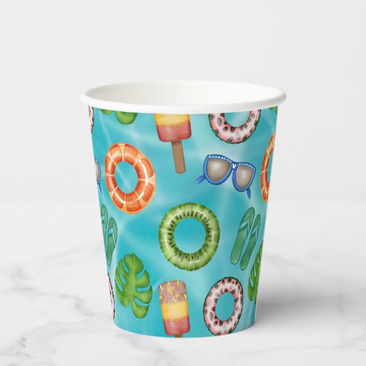 Tropisch kleurrijk poolfeest papieren bekers (Achterkant)