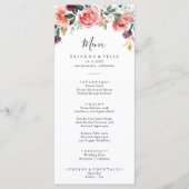 Tropisch kleurrijk zomer bloemendiner menu (Voorkant)