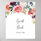 Tropisch Kleurrijk Zomer Bloemstuk Handtekeningenb Poster (Voorkant)