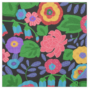 Tropisch kleurrijke bloemen Floral Summer Pattern Stof
