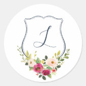 Tropisch kleurrijke herfst Crest Floral Wedding Cl Ronde Sticker (Voorkant)