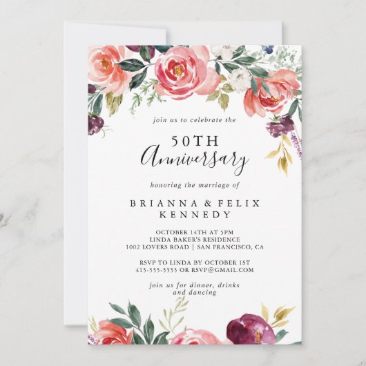 Tropisch Kleurrijke Zomer 50ste Huwelijksverjaarda Kaart (Voorkant)