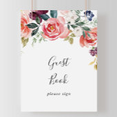 Tropisch Kleurrijke Zomer Bloemige Gastboek Teken Poster