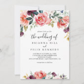 Tropisch kleurrijke zomerFloral Het huwelijk van Kaart (Voorkant)