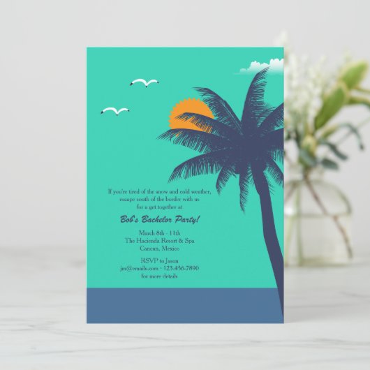 Tropisch Klimaat Verlovingsfeest Uitnodiging (Staand voorkant)