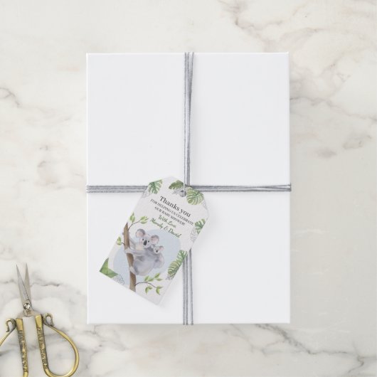 Tropisch Koala Green Monstera Bedankt Gift Label Cadeaulabel (Met Touw)