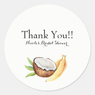 Tropisch Kokos & Bananen Fruit Luau Feest Ronde Sticker
