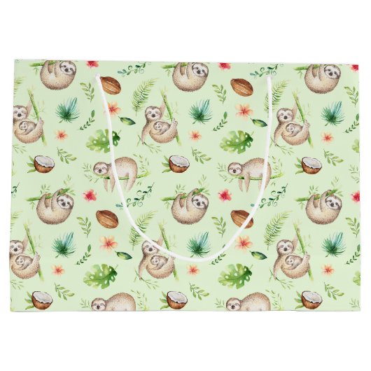 Tropisch kokosgleufpatroon groot cadeauzakje (Achterkant)