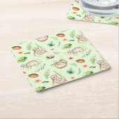 Tropisch kokosgleufpatroon kartonnen onderzetters (Schuin)