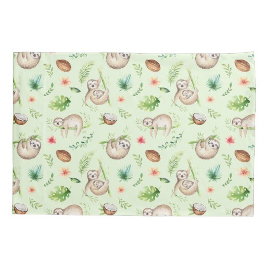 Tropisch kokosgleufpatroon kussensloop (Achterkant-Links)