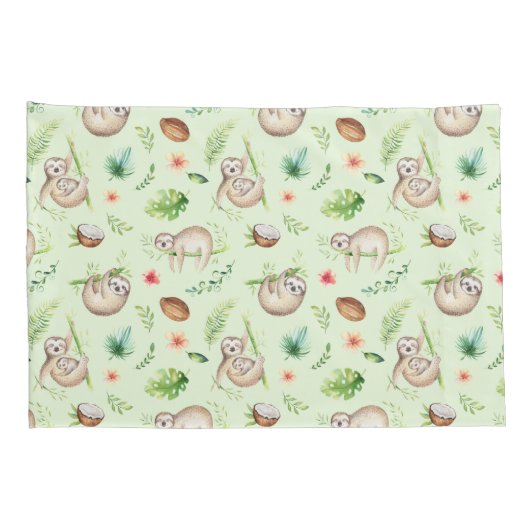 Tropisch kokosgleufpatroon kussensloop (Achterkant-Rechts)