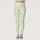 Tropisch kokosgleufpatroon leggings (Voorkant)