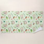 Tropisch kokosgleufpatroon strandlaken (Voorkant)