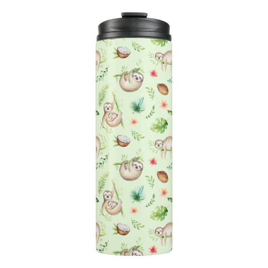 Tropisch kokosgleufpatroon thermosbeker (Voorkant)