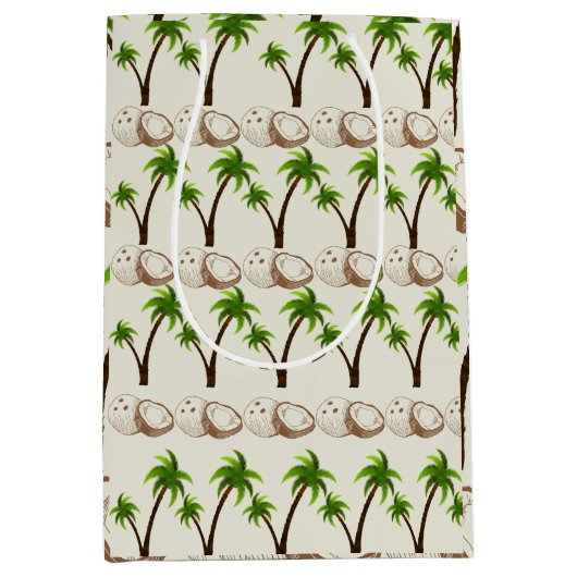 Tropisch Kokospalm Inpakpapier Medium Cadeauzakje (Voorkant)