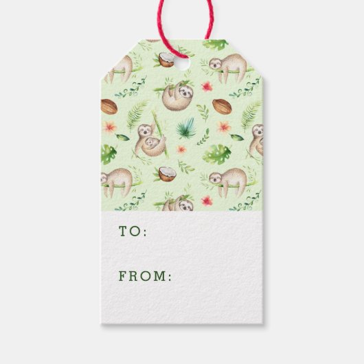 Tropisch kokosslot patroon cadeaulabel (Voorkant)