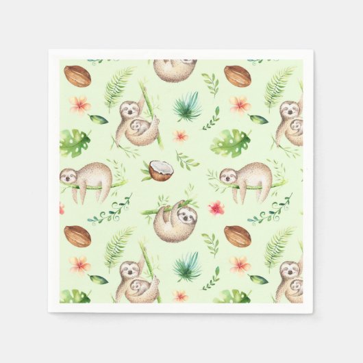 Tropisch kokosslot patroon servet (Voorkant)