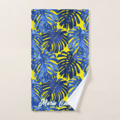 Tropisch koningsblauw geel Monstera verlaat naam Bad Handdoek (Handdoek)