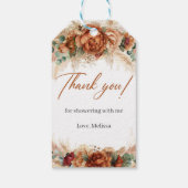 Tropisch koperen floraal pampas boho Vrijgezellenf Cadeaulabel (Achterkant)