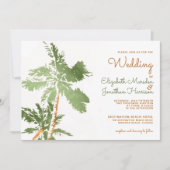 Tropisch koperpalm Trees legant Beach Wedding Kaart (Voorkant)