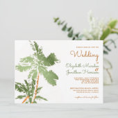 Tropisch koperpalm Trees legant Beach Wedding Kaart (Staand voorkant)
