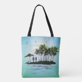 tropisch, koppel, eiland, jong koppel, ontspannen tote bag (Achterkant)