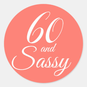 Tropisch koraal 60 Sassy 60e verjaardag Ronde Sticker