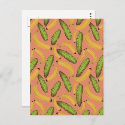 Tropisch koraal Banana Leaf Pattern Briefkaart (Voorkant / Achterkant)