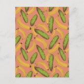 Tropisch koraal Banana Leaf Pattern Briefkaart (Voorkant)