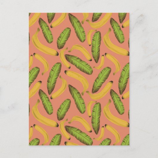 Tropisch koraal Banana Leaf Pattern Briefkaart (Voorkant)