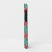 Tropisch koraal bloempatroon op turquoise Case-Mate iPhone case (Achterkant/links)