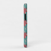 Tropisch koraal bloempatroon op turquoise Case-Mate iPhone case (Achterkant/rechts)