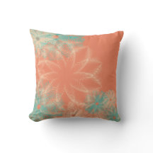Tropisch koraal en Blauwgroen Abstracte Floral