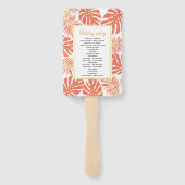 Tropisch koraal en goudblaadjes trouwprogramma handwaaier (Achterkant)