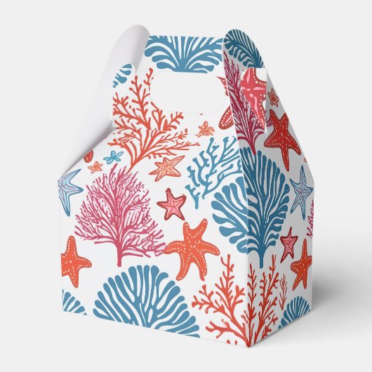 Tropisch koraal en zeesterren patroon bedankdoosjes (Achterkant)