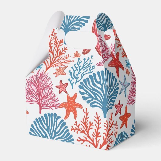 Tropisch koraal en zeesterren patroon bedankdoosjes (Voorkant Zijde)
