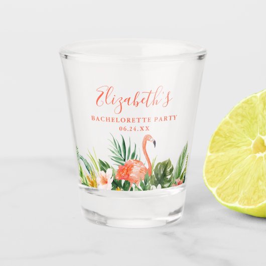 Tropisch koraal Floral Bachelorette Shot Glas (Voorkant)