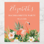 Tropisch koraal Floral Bachelorette Wijn Etiket (Enkel label)