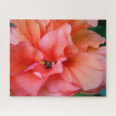 Tropisch koraal Hibiscus-ventilator Legpuzzel (Horizontaal)