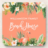 Tropisch koraal in penseel, penseel bier onderzetter (Voorkant)