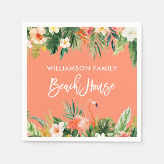 Tropisch koraal in penseel, penseel servet (Voorkant)