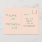 Tropisch koraal Neo Mint Waterverf Weddenschap RSV Aankondigingskaart (Achterkant)