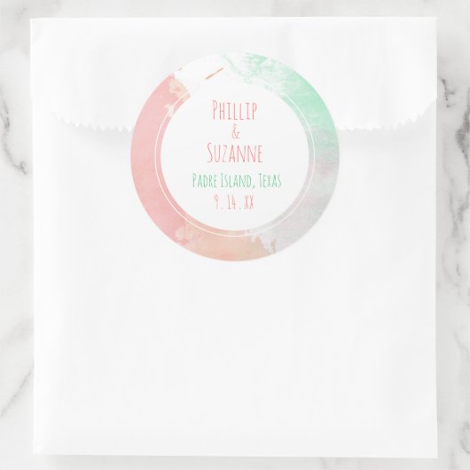 Tropisch koraal Neo Mint Wedding Envelope zegels (Tas)