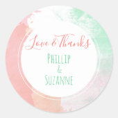 Tropisch koraal Neo Mint Wedding Favor Ronde Sticker (Voorkant)