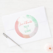 Tropisch koraal Neo Mint Wedding Favor Ronde Sticker (Envelop)